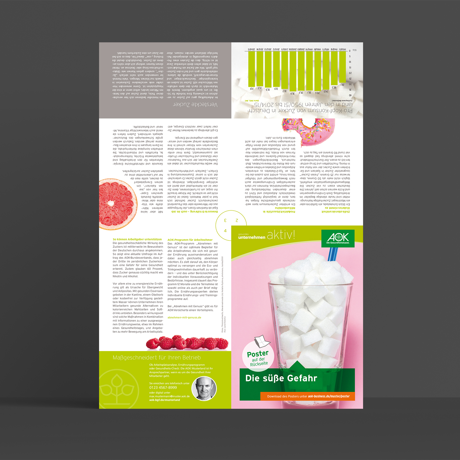 Poster: AOK BGM Zucker Illustration Gesundheit